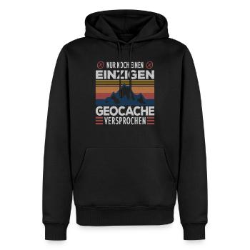 Nur noch einen einzigen Cache .. Geocaching Spruch - Männer Premium Bio Hoodie - Schwarz - Vorne - Nico (187cm)