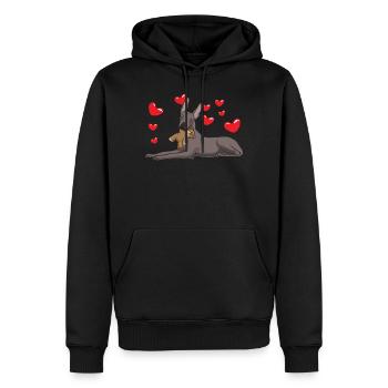 Xoloitzcuintle Hund mit Plüschtier und vielen - Männer Premium Bio Hoodie - Schwarz - Vorne - Nico (187cm)