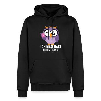 eulen geschenkeEulen Geschenke - Ich Mag Halt Eule - Männer Premium Bio Hoodie - Schwarz - Vorne - Nico (187cm)