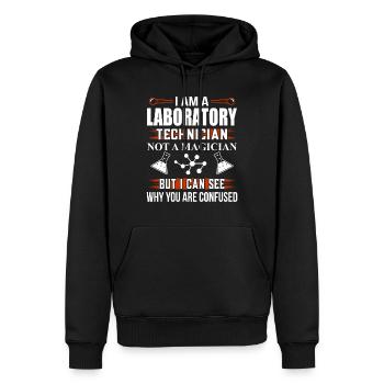 Je suis technicien de laboratoire Et Pas magicien Drôle - Sweat à capuche Premium bio Homme - noir - Devant - Nico (187cm)