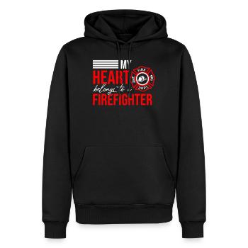 My Heart Belongs To A Firefighter Wife Fireman Fir - Männer Premium Bio Hoodie - Schwarz - Vorne - Nico (187cm)