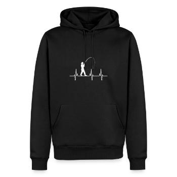 Pêche pêche - Sweat à capuche Premium bio Homme - noir - Devant - Nico (187cm)