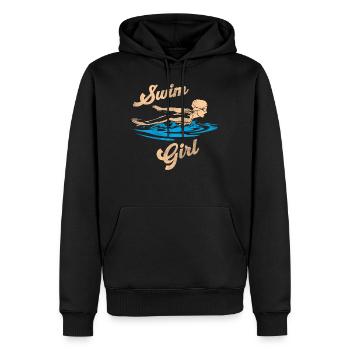 Nageur natation fille - Sweat à capuche Premium bio Homme - noir - Devant - Nico (187cm)