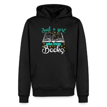 Juste une fille qui aime books Lecteureratte - Sweat à capuche Premium bio Homme - noir - Devant - Nico (187cm)