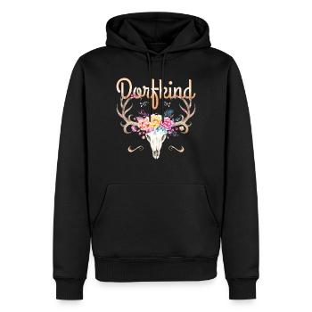 Dorfkind Hirsch Geweih Dorf Kind Blumen Süß Land - Männer Premium Bio Hoodie - Schwarz - Vorne - Nico (187cm)