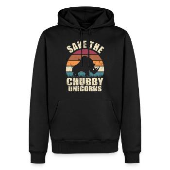 Nashorn Tierrechte - Save The Chubby Unicorns - Männer Premium Bio Hoodie - Schwarz - Vorne - Nico (187cm)
