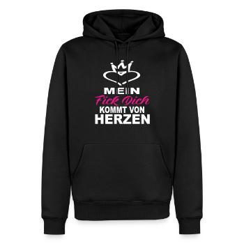 Mein Fick Dich Kommt Von Herzen - Fick Dich - Männer Premium Bio Hoodie - Schwarz - Vorne - Nico (187cm)