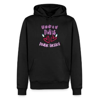 Grand-mère de jumeaux Double béni drôle - Sweat à capuche Premium bio Homme - noir - Devant - Nico (187cm)