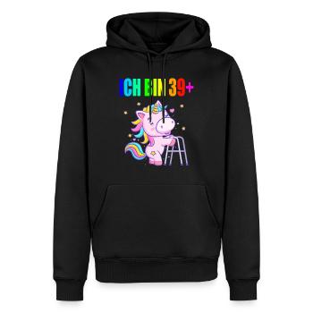 40 Jahre Einhorn ich bin 39+ 40. Geburtstag - Männer Premium Bio Hoodie - Schwarz - Vorne - Nico (187cm)