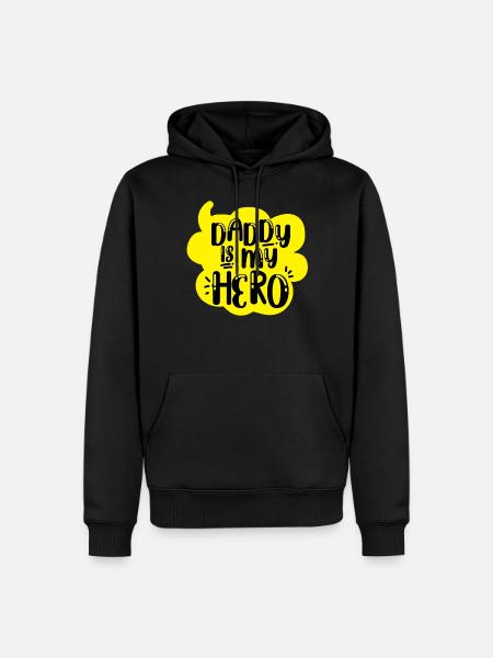 Dad To Be Daddy Is My Hero - Männer Premium Bio Hoodie - Schwarz
