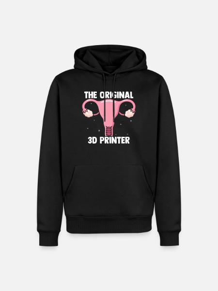 The Original 3D Printer Funny 3D Printing Uterus P - Männer Premium Bio Hoodie - Schwarz