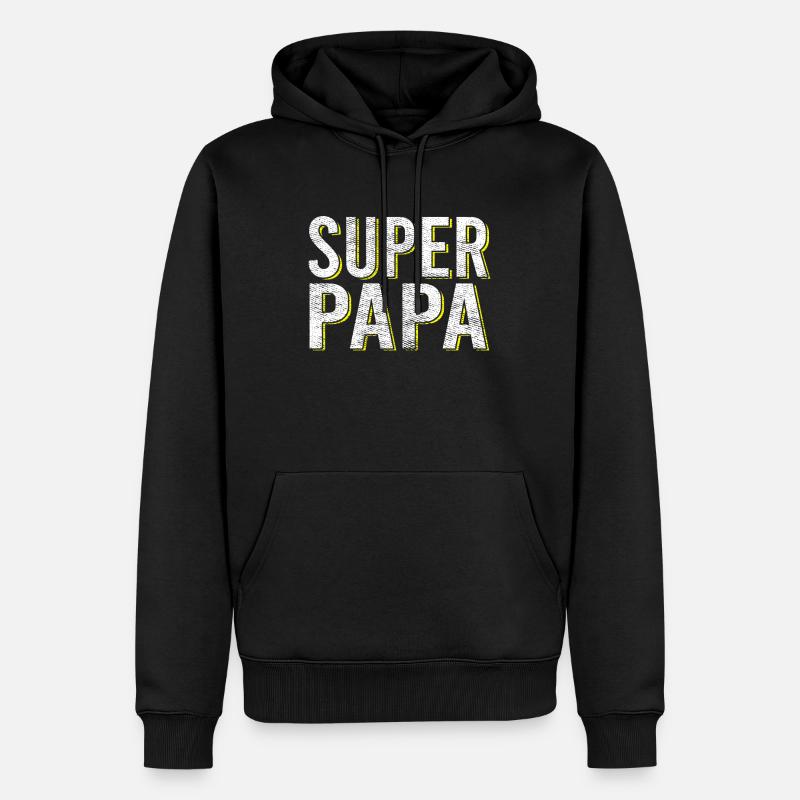 super papa - Männer Premium Bio Hoodie - Schwarz
