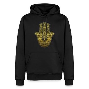 Glücksbringer Talisman Hamsa Hand Mandala Geschenk - Männer Premium Bio Hoodie - Schwarz - Vorne - Nico (187cm)