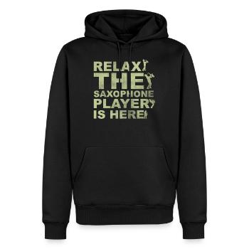 Retro Saxophon - Männer Premium Bio Hoodie - Schwarz - Vorne - Nico (187cm)
