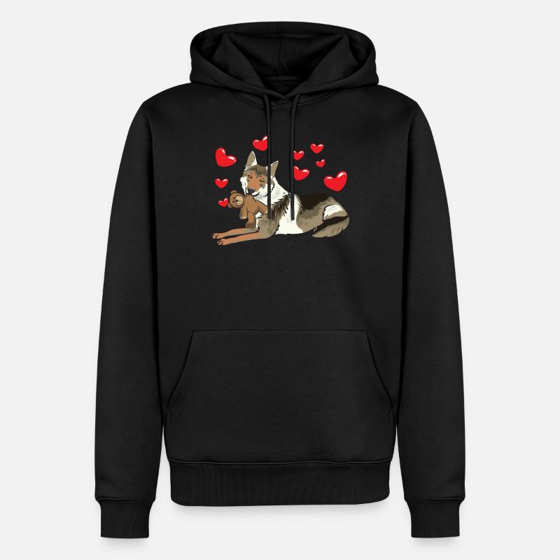 Chien-loup tchécoslovaque avec peluche - Sweat à capuche Premium bio Homme - noir