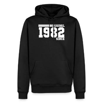 Vintage 1982 - Männer Premium Bio Hoodie - Schwarz - Vorne - Nico (187cm)