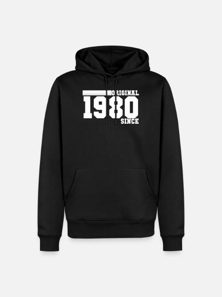 1980 - Männer Premium Bio Hoodie - Schwarz