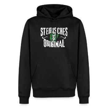 Steirisches Original Steiermark Steirer Bua Madl - Männer Premium Bio Hoodie - Schwarz - Vorne - Nico (187cm)