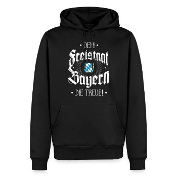 Freistaat Bayern Treue Patriot bayrischer Bua - Männer Premium Bio Hoodie - Schwarz - Vorne - Nico (187cm)