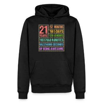 21 ans Anniversaire 21 Cadeau d’anniversaire - Sweat à capuche Premium bio Homme - noir - Devant - Nico (187cm)