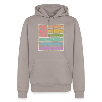 26 Jahre Sechsundzwanzigster Geburtstag Geschenk - Männer Premium Bio Hoodie - Taupe - Vorne - Nico (187cm)