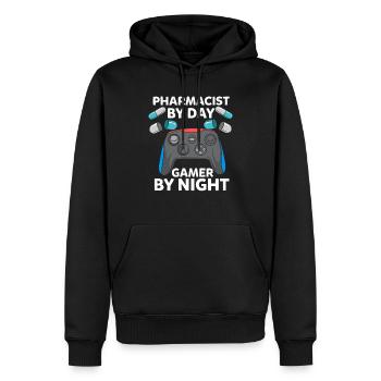 Pharmacist By Day Gamer By Night Cadeau - Sweat à capuche Premium bio Homme - noir - Devant - Nico (187cm)