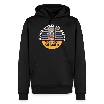 Chat Kawaii Anime Sort cadeau - Sweat à capuche Premium bio Homme - noir - Devant - Nico (187cm)