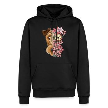 Terrier irlandais avec des fleurs - Sweat à capuche Premium bio Homme - noir - Devant - Nico (187cm)