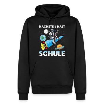 Einschulung Schulkind 2021 mit Astronaut & Rakete - Männer Premium Bio Hoodie - Schwarz - Vorne - Nico (187cm)
