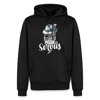 Servus Bekleidung Bayern Dialekt - Männer Premium Bio Hoodie - Schwarz - Vorne - Nico (187cm)