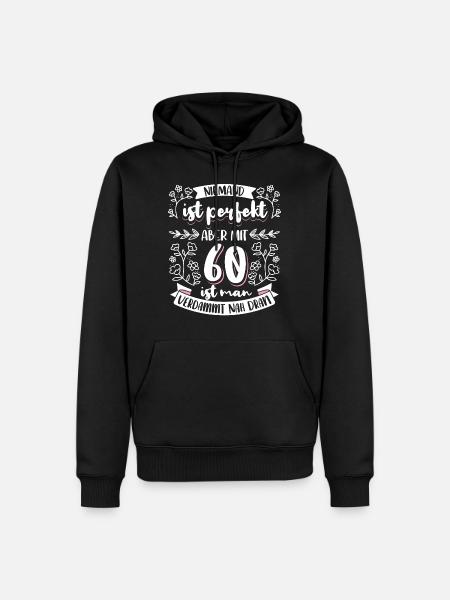 60 Geburtstag Frau Lustig - Männer Premium Bio Hoodie - Schwarz