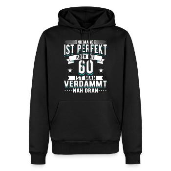 60 Geburtstag Mann - Männer Premium Bio Hoodie - Schwarz - Vorne - Nico (187cm)
