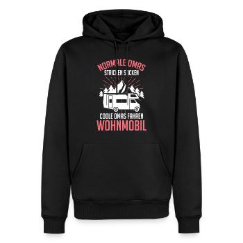 Camping Oma Camperin Campingplatz Stellplatz Hobby - Männer Premium Bio Hoodie - Schwarz - Vorne - Nico (187cm)