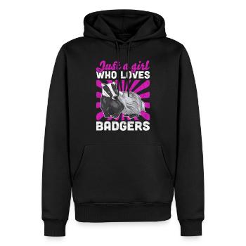 Nur ein Mädchen das Honigdachs liebt Dachs Spruch - Männer Premium Bio Hoodie - Schwarz - Vorne - Nico (187cm)