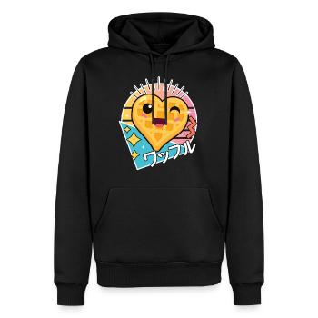 90s Retro Japanese Kawaii Anime Food Waffle - Männer Premium Bio Hoodie - Schwarz - Vorne - Nico (187cm)