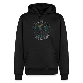 Hate People Love Nature - Sweat à capuche Premium bio Homme - noir - Devant - Nico (187cm)