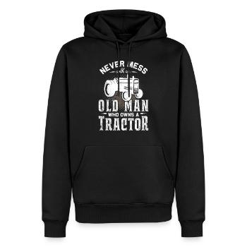 Tracteur - Sweat à capuche Premium bio Homme - noir - Devant - Nico (187cm)