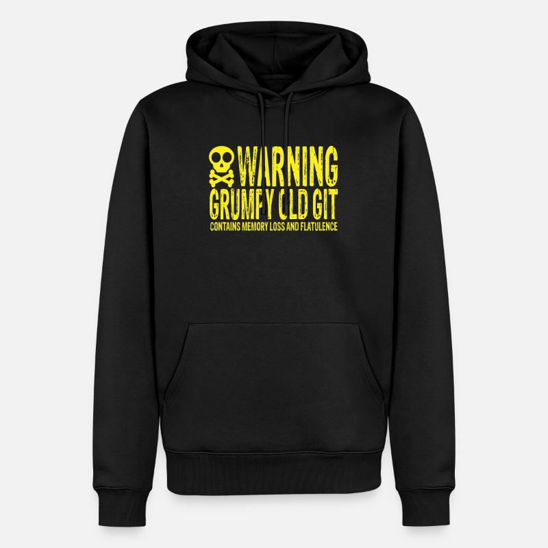 Warning Grumpy Old Git - Männer Premium Bio Hoodie - Schwarz