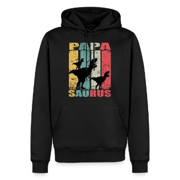 Papasaurus dinosaure Dino Jumeaux Papa Saurus - Sweat à capuche Premium bio Homme - noir - Devant - Nico (187cm)