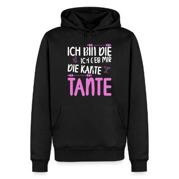 Ich bin die ich geb mir die Kante Tante - Männer Premium Bio Hoodie - Schwarz - Vorne - Nico (187cm)