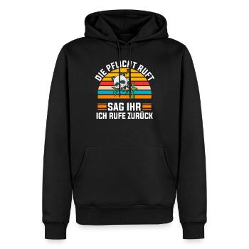 Die Pflicht Ruft Sag Ihr Ich Rufe Zurück Pandabär - Männer Premium Bio Hoodie - Schwarz - Vorne - Nico (187cm)