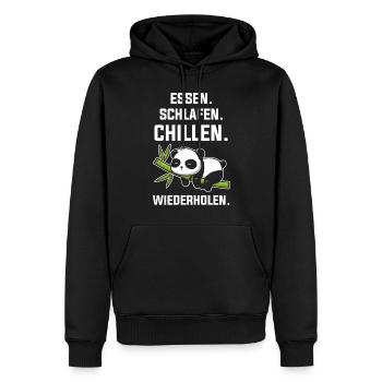Essen Schlafen Chillen Wiederholen Panda Pandabär - Männer Premium Bio Hoodie - Schwarz - Vorne - Nico (187cm)