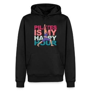 Pilates is my Happy Hour Yoga Fitness Meditation - Männer Premium Bio Hoodie - Schwarz - Vorne - Nico (187cm)