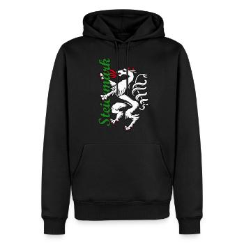 Steiermark Panther Wappen Schriftzug Steirer Bua - Männer Premium Bio Hoodie - Schwarz - Vorne - Nico (187cm)