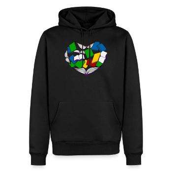 Lire - Livre - Livres - Sweat à capuche Premium bio Homme - noir - Devant - Nico (187cm)