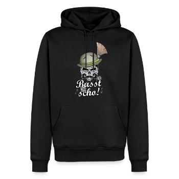 Basst scho Bayern Grantler Bua Bayrischer Dialekt - Männer Premium Bio Hoodie - Schwarz - Vorne - Nico (187cm)