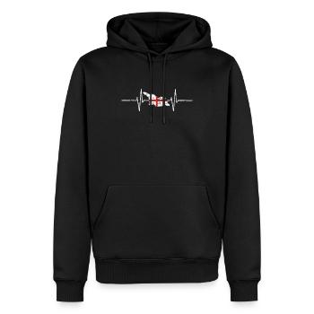 Géorgie avec battement de coeur ECG vintage drapeau - Sweat à capuche Premium bio Homme - noir - Devant - Nico (187cm)