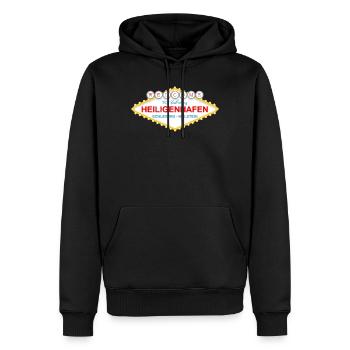Heiligenhafen Schild Souvenir - Männer Premium Bio Hoodie - Schwarz - Vorne - Nico (187cm)