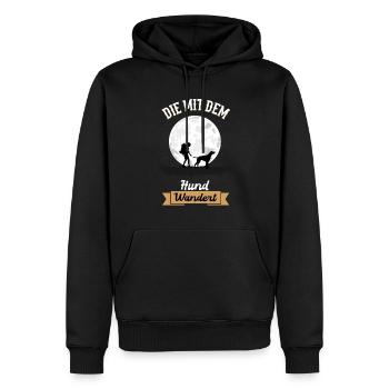 Die mit dem Hund Wandert - Wandern Gassi Spruch - Männer Premium Bio Hoodie - Schwarz - Vorne - Nico (187cm)