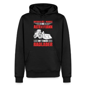 Radlader - Männer Premium Bio Hoodie - Schwarz - Vorne - Nico (187cm)